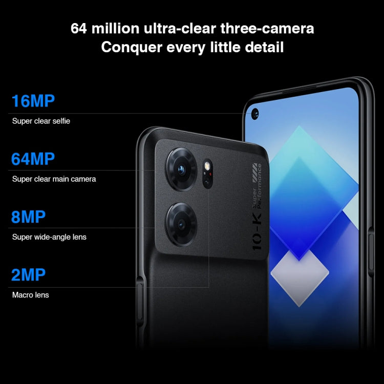 Triple Rear Cameras, Side Fingerprint Identification, 6.59 inch ColorOS 12.1 Dimensity 8000-MAX Octa Core up to 2.75Ghz, Network: 5G, Support Google Play, 8GB+128GB